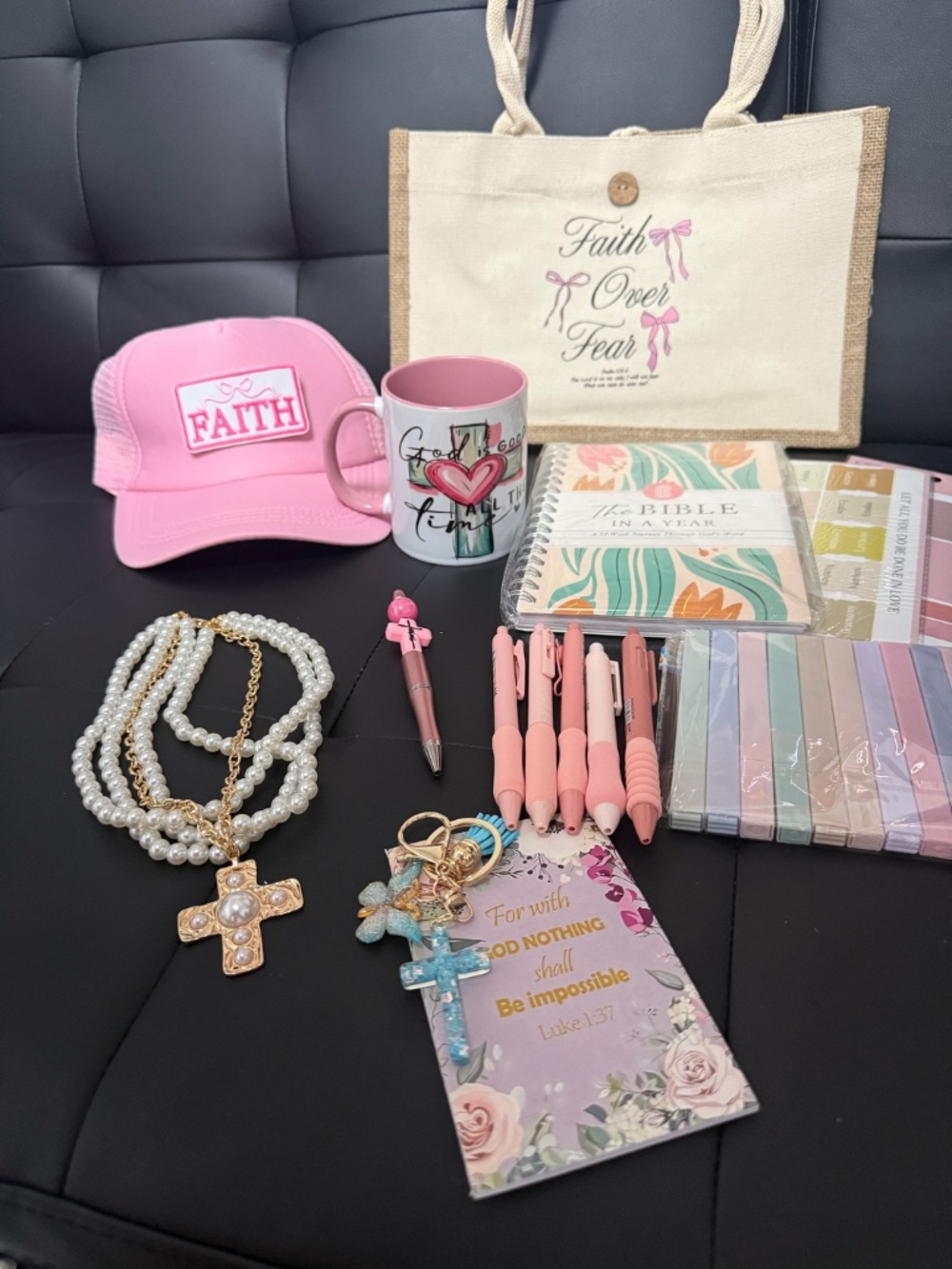 Assorted Christian Faith Gift Bundle Hat Tote Bible Journal & More